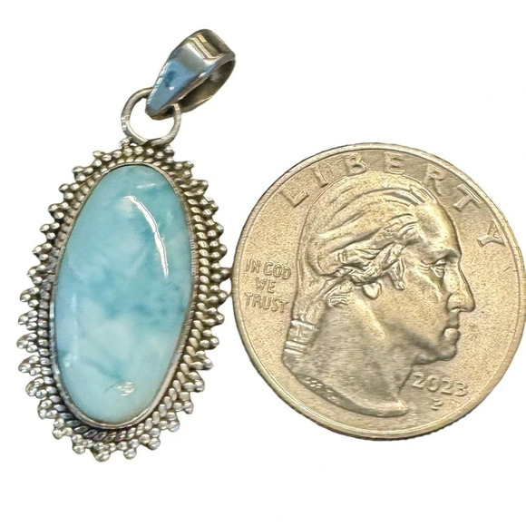 Authentic Larimar Sterling Silver Pendant - Picture 2 of 8